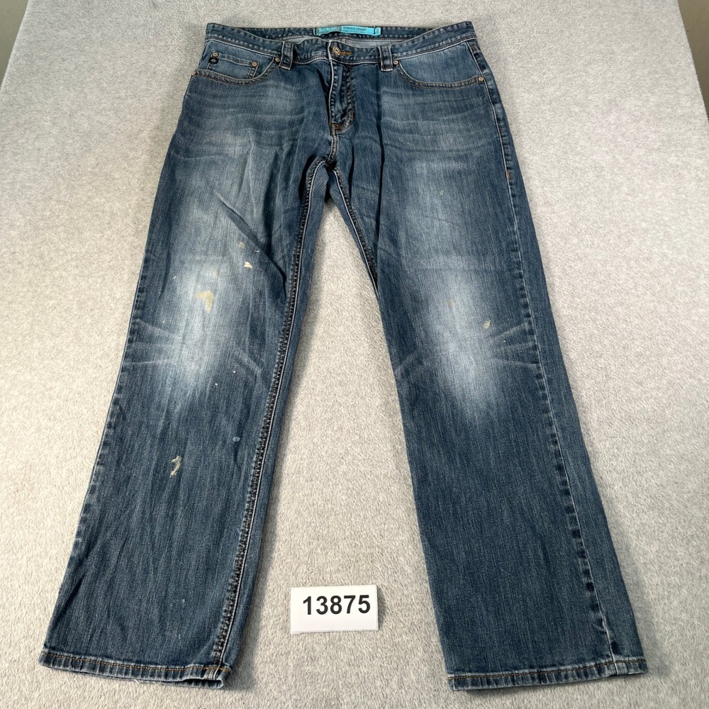 Rock & Roll Cowboy Revolver Slim Straight Jeans Mens 38x32 Blue Denim Outerwear